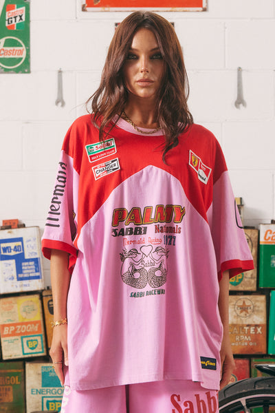 SABBI THE MERMAID RACING VERY OVERSIZED TEE PINK