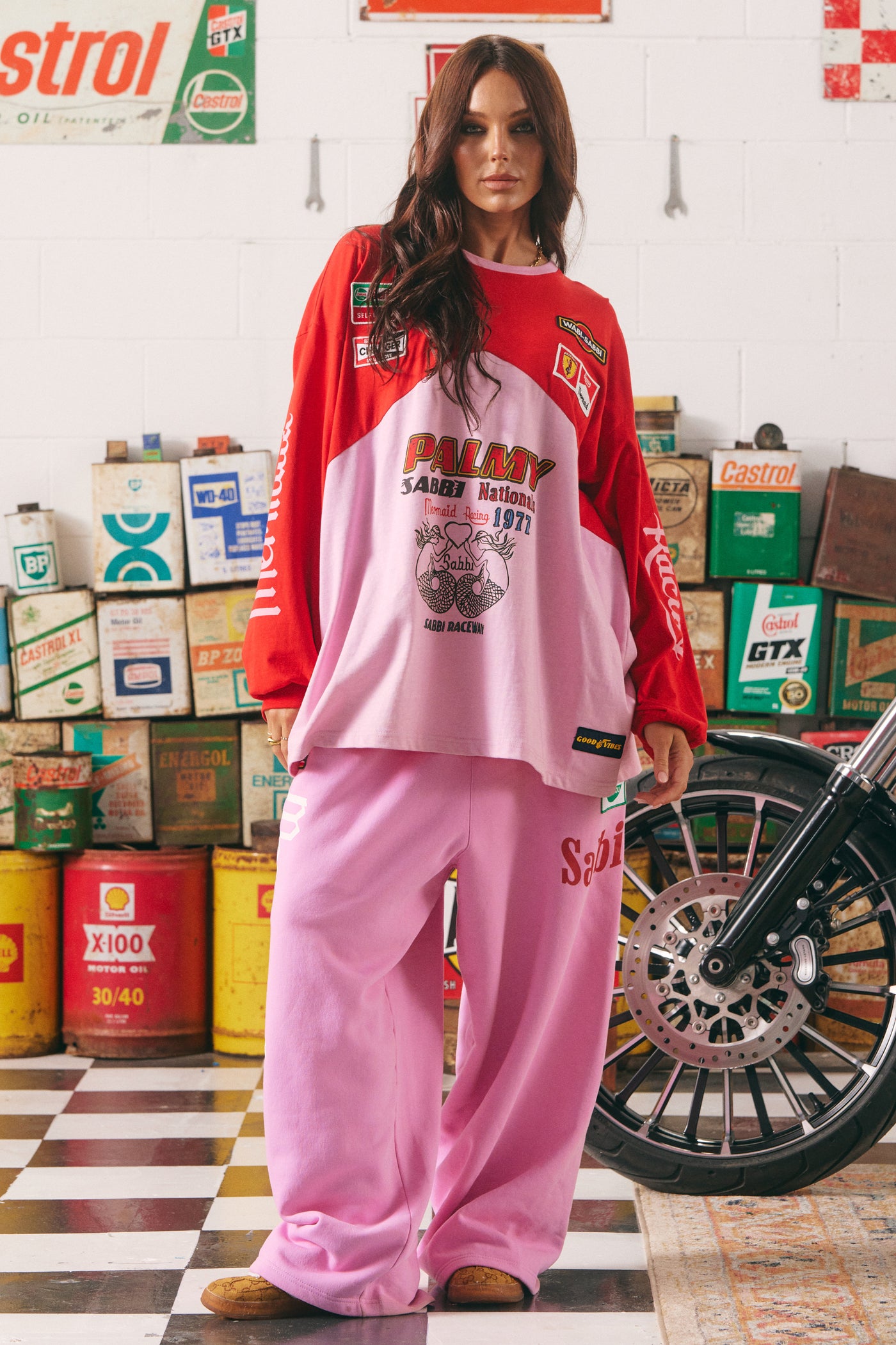 SABBI MERMAID RACING LONG SLEEVE TEE PINK