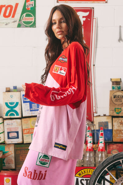 SABBI MERMAID RACING LONG SLEEVE TEE PINK