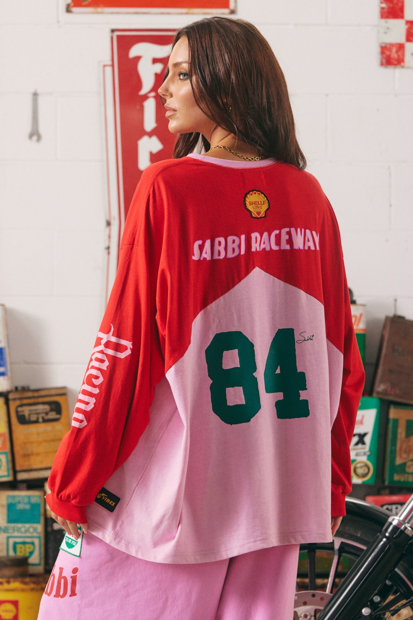 SABBI MERMAID RACING LONG SLEEVE TEE PINK