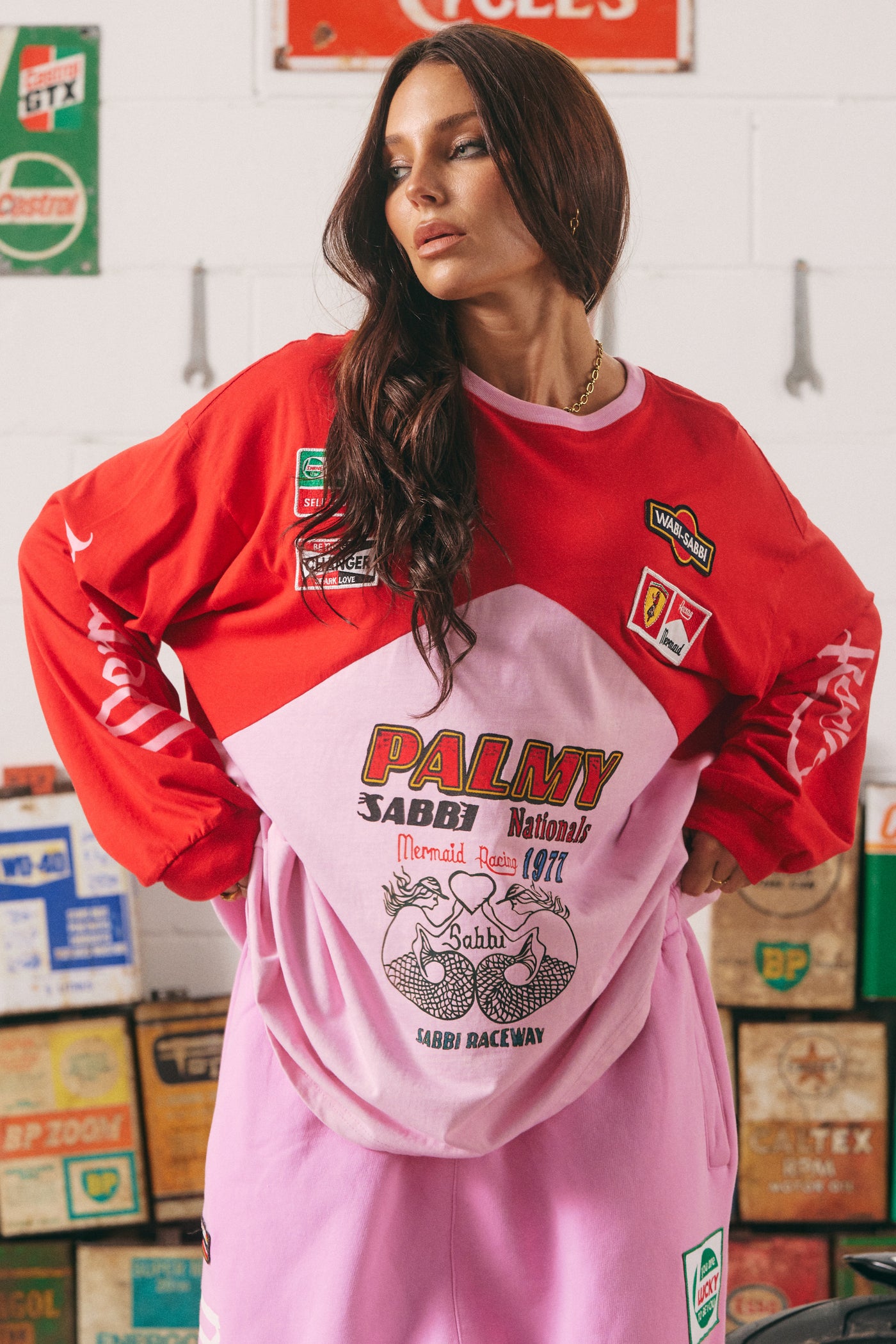 SABBI MERMAID RACING LONG SLEEVE TEE PINK