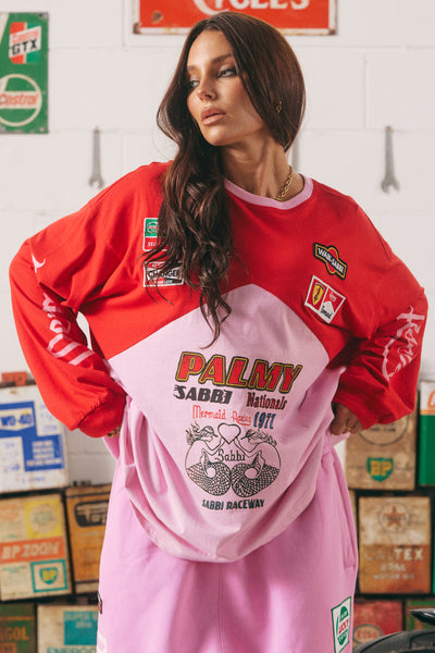 SABBI MERMAID RACING LONG SLEEVE TEE PINK
