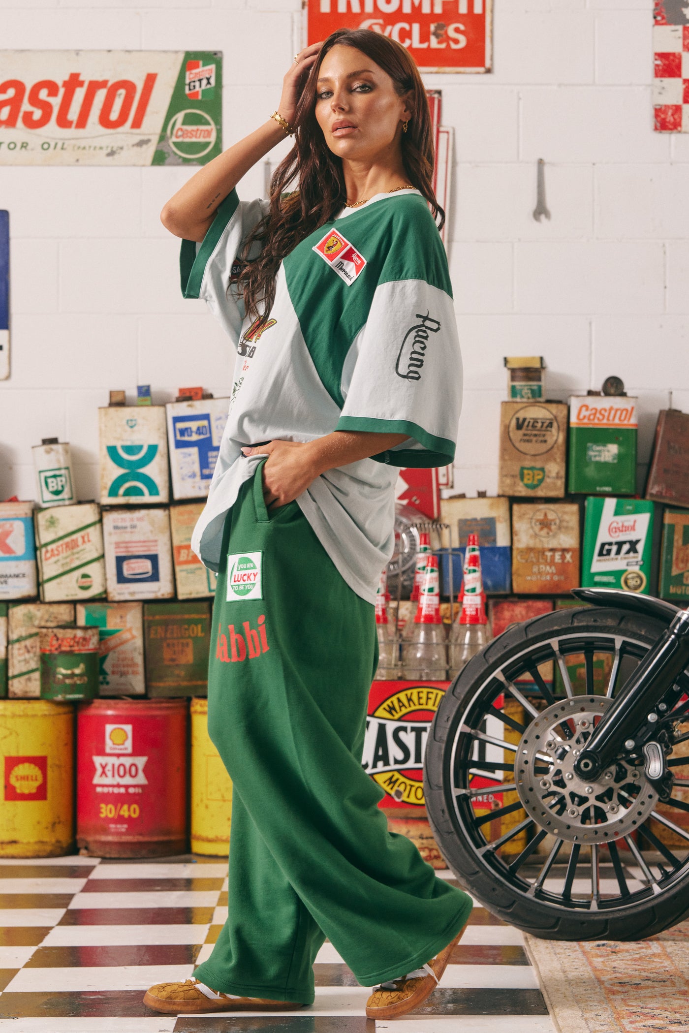 SABBI MERMAID RACING TRACK PANTS GREEN