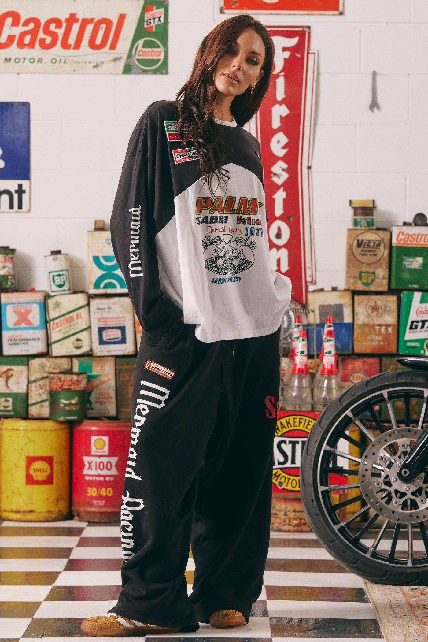 SABBI MERMAID RACING TRACK PANTS BLACK