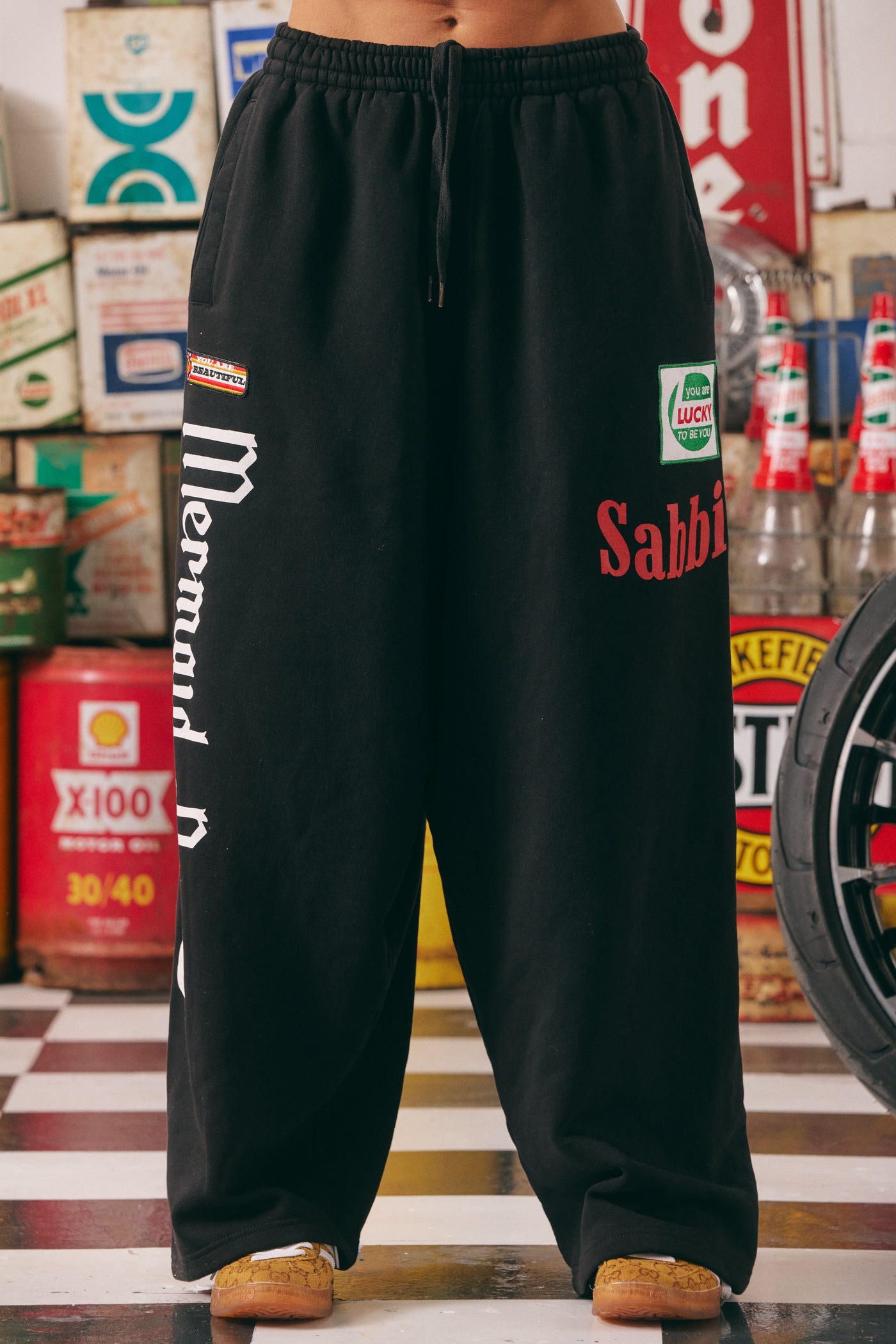 SABBI MERMAID RACING TRACK PANTS BLACK