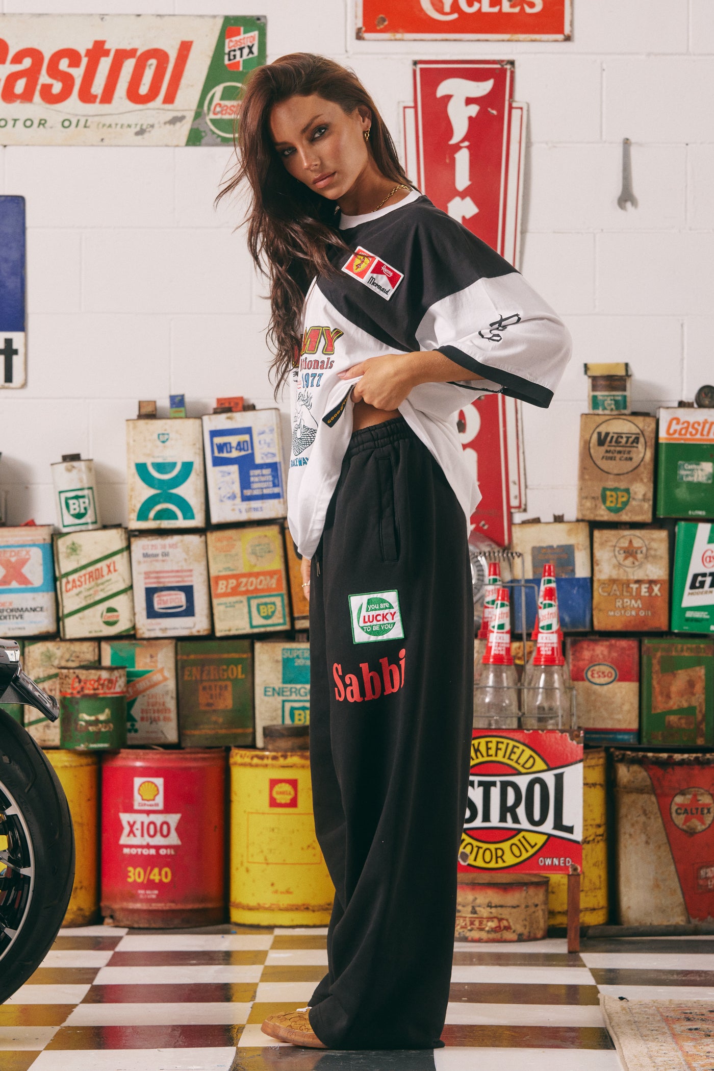 SABBI MERMAID RACING TRACK PANTS BLACK