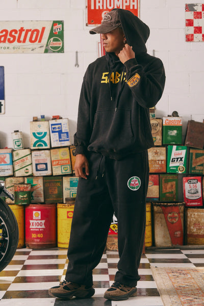 SABBI CUFF LEG SWEATPANTS ACID WASH BLACK
