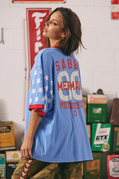 SABBI THE BIG BRENDA VERY OVERSIZED TEE PERIWINKLE