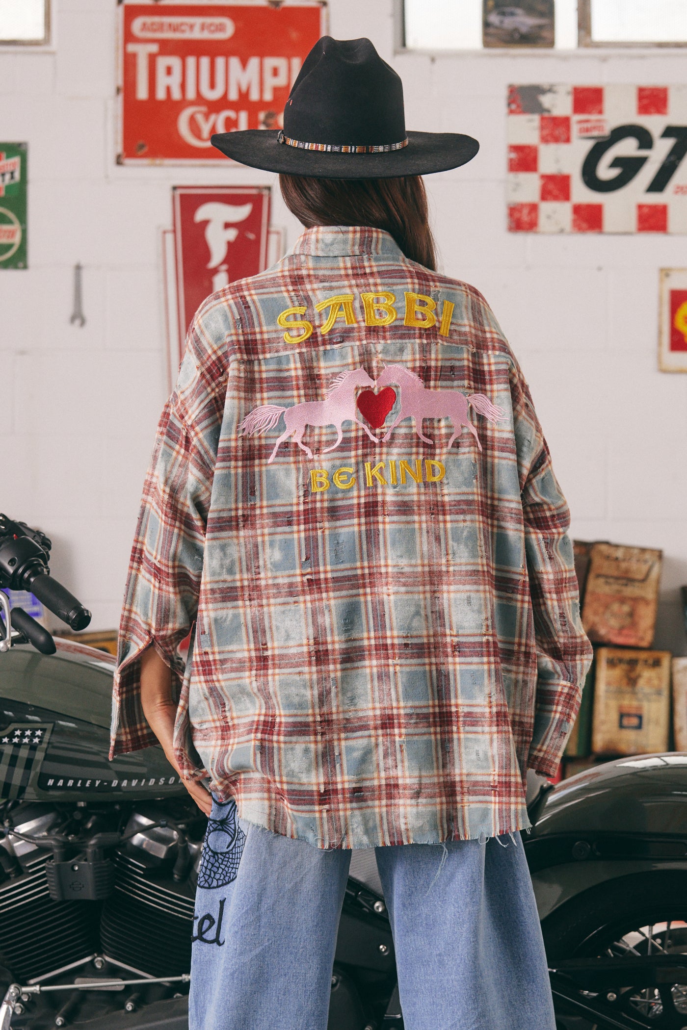 Sabbi The Horsepower Distressed Flannel Shirt Burgundy| BABY LEMONADE STORE