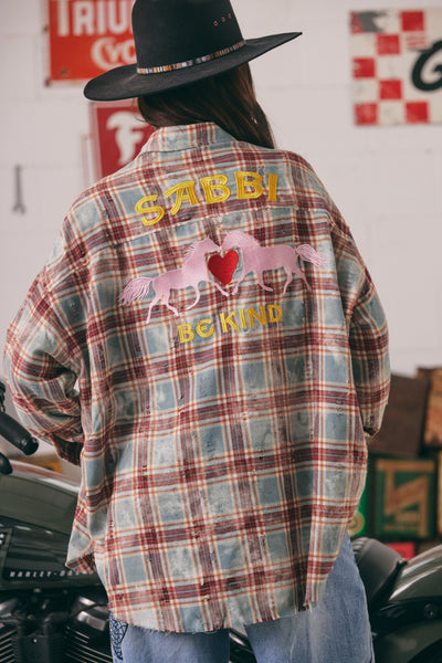 Sabbi The Horsepower Distressed Flannel Shirt Burgundy| BABY LEMONADE STORE