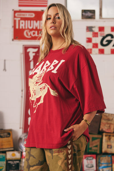 SABBI THE RHINESTONE TEE CRIMSON| BABY LEMONADE STORE