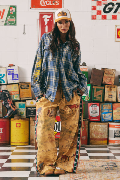 Sabbi The Horsepower Distressed Flannel Shirt Blue| BABY LEMONADE STORE