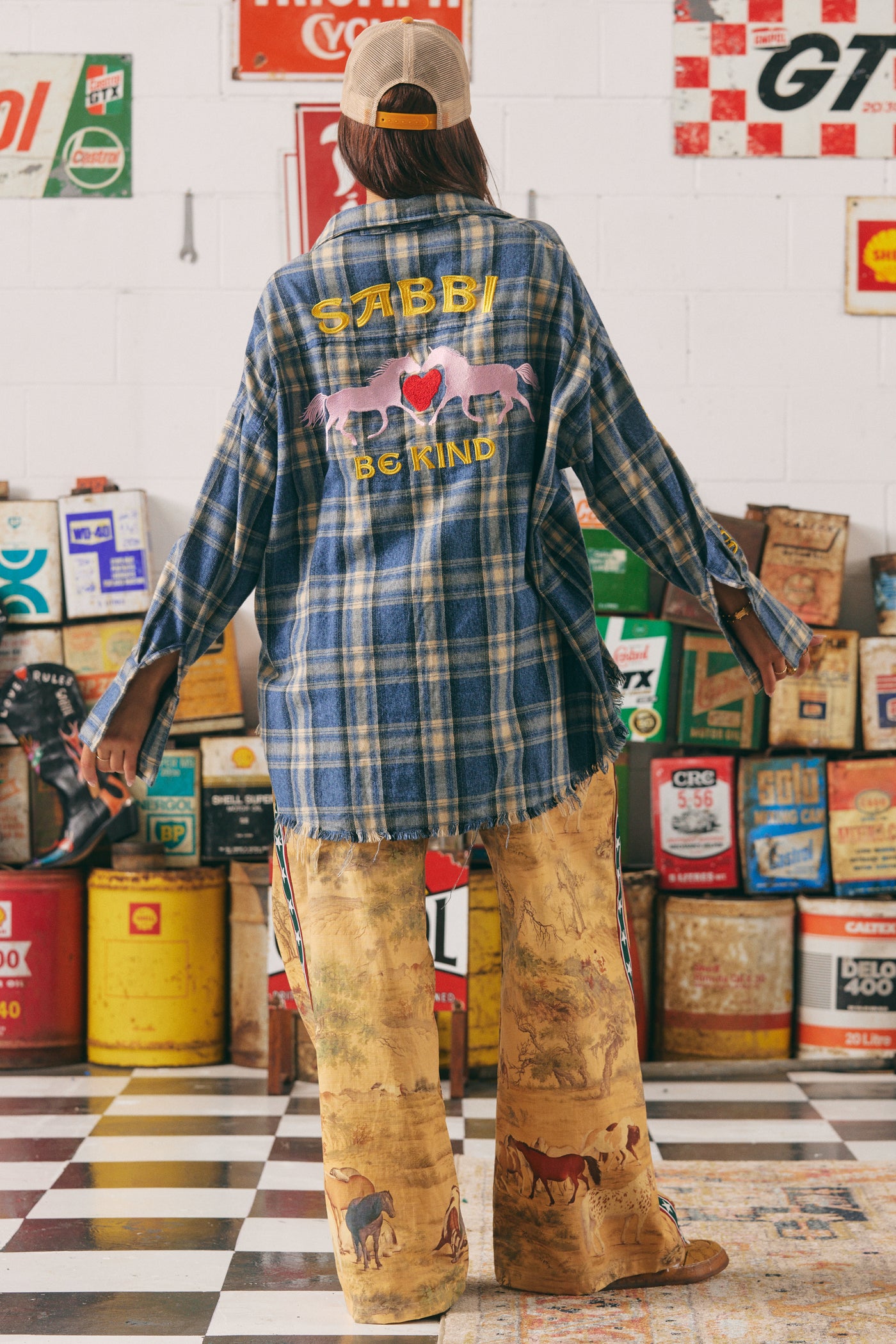 Sabbi The Horsepower Distressed Flannel Shirt Blue| BABY LEMONADE STORE