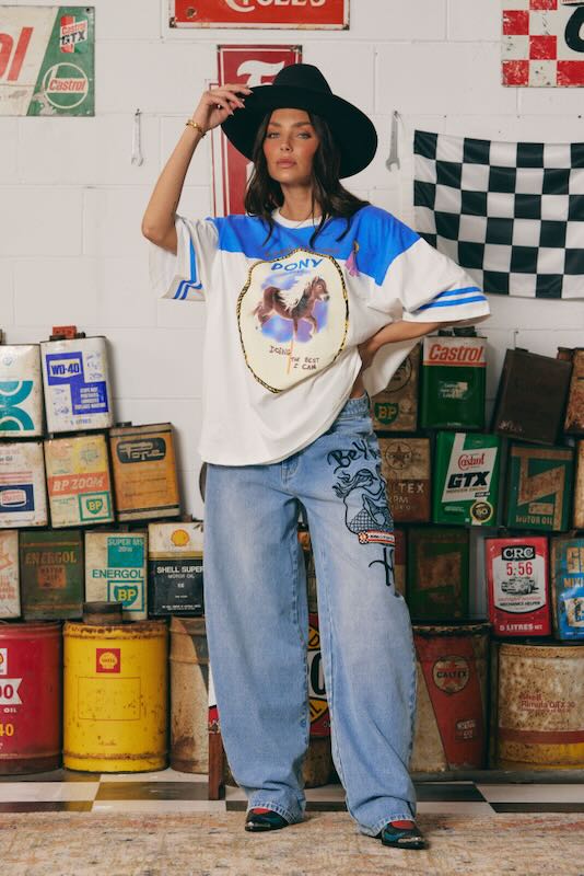 SABBI THE  PONY CLUB BOYFRIEND TEE BLUE| BABY LEMONADE STORE