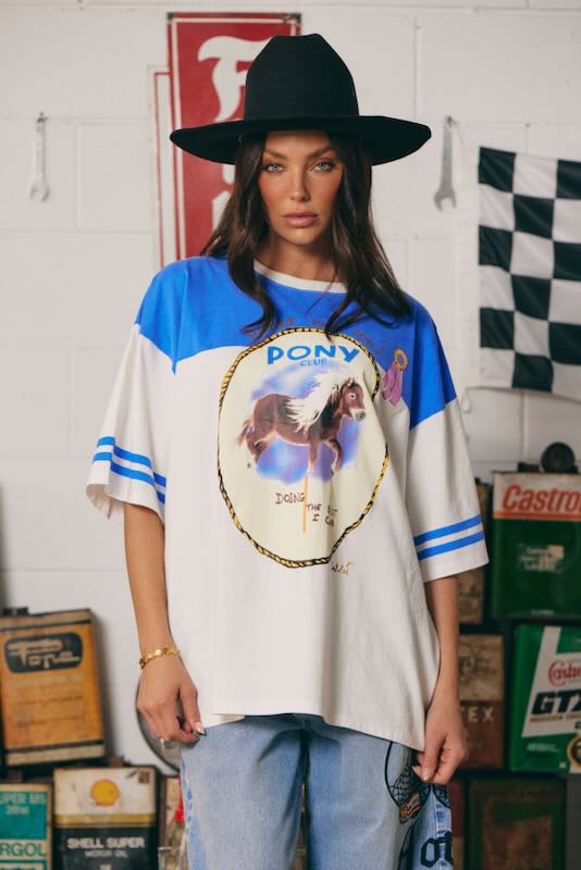 SABBI THE  PONY CLUB BOYFRIEND TEE BLUE| BABY LEMONADE STORE