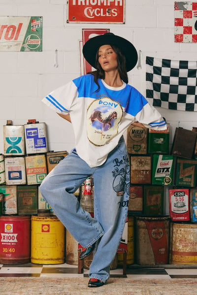 SABBI THE  PONY CLUB BOYFRIEND TEE BLUE| BABY LEMONADE STORE