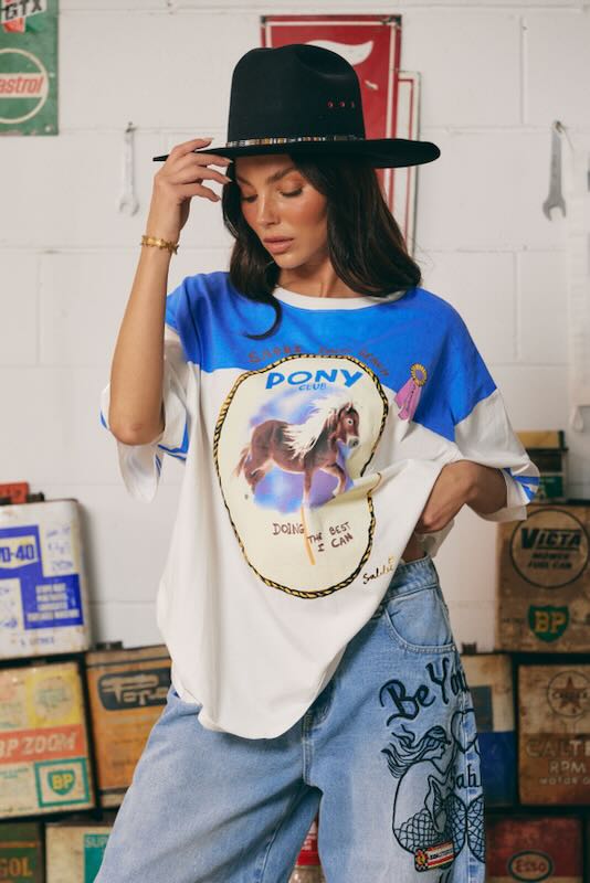 SABBI THE  PONY CLUB BOYFRIEND TEE BLUE| BABY LEMONADE STORE