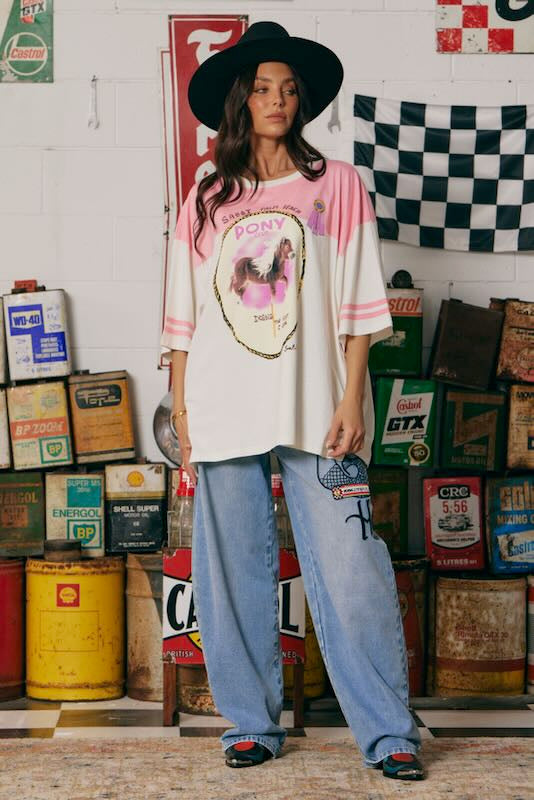 SABBI THE  PONY CLUB BOYFRIEND TEE PINK | BABY LEMONADE STORE