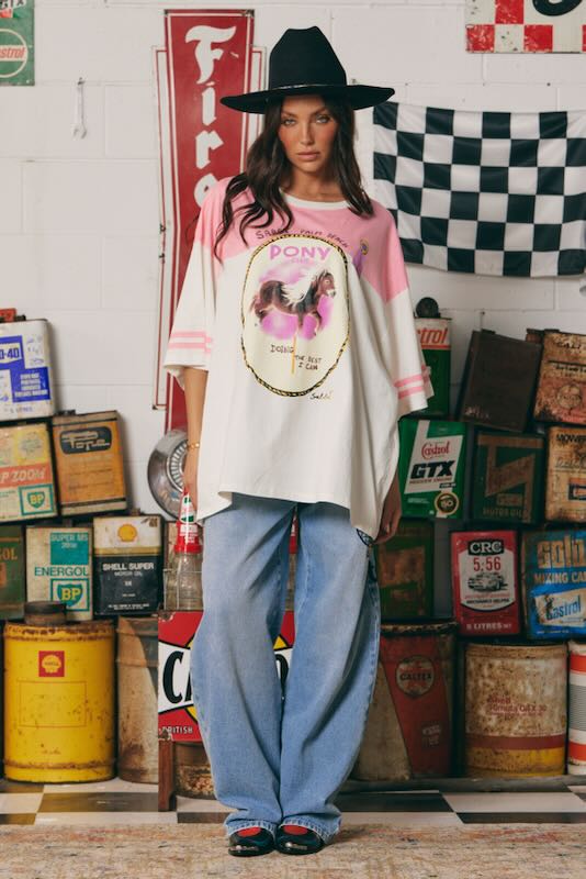SABBI THE  PONY CLUB BOYFRIEND TEE PINK | BABY LEMONADE STORE