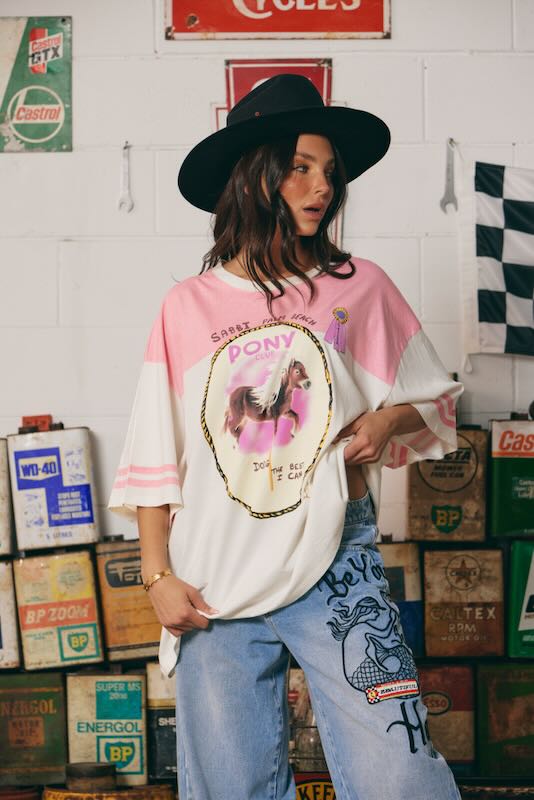 SABBI THE  PONY CLUB BOYFRIEND TEE PINK | BABY LEMONADE STORE