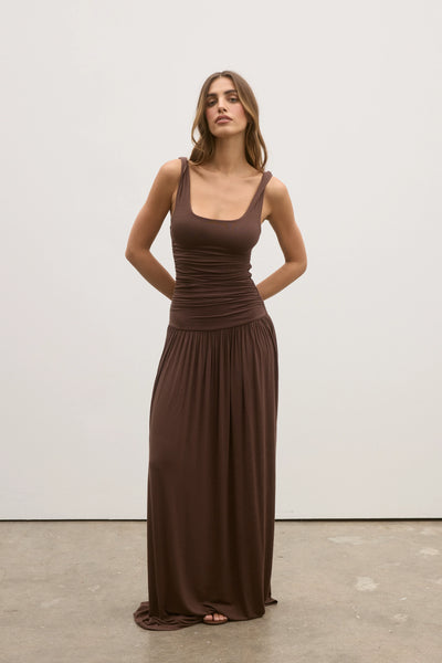 BAYSE LYRA DRESS CHOCOLATE