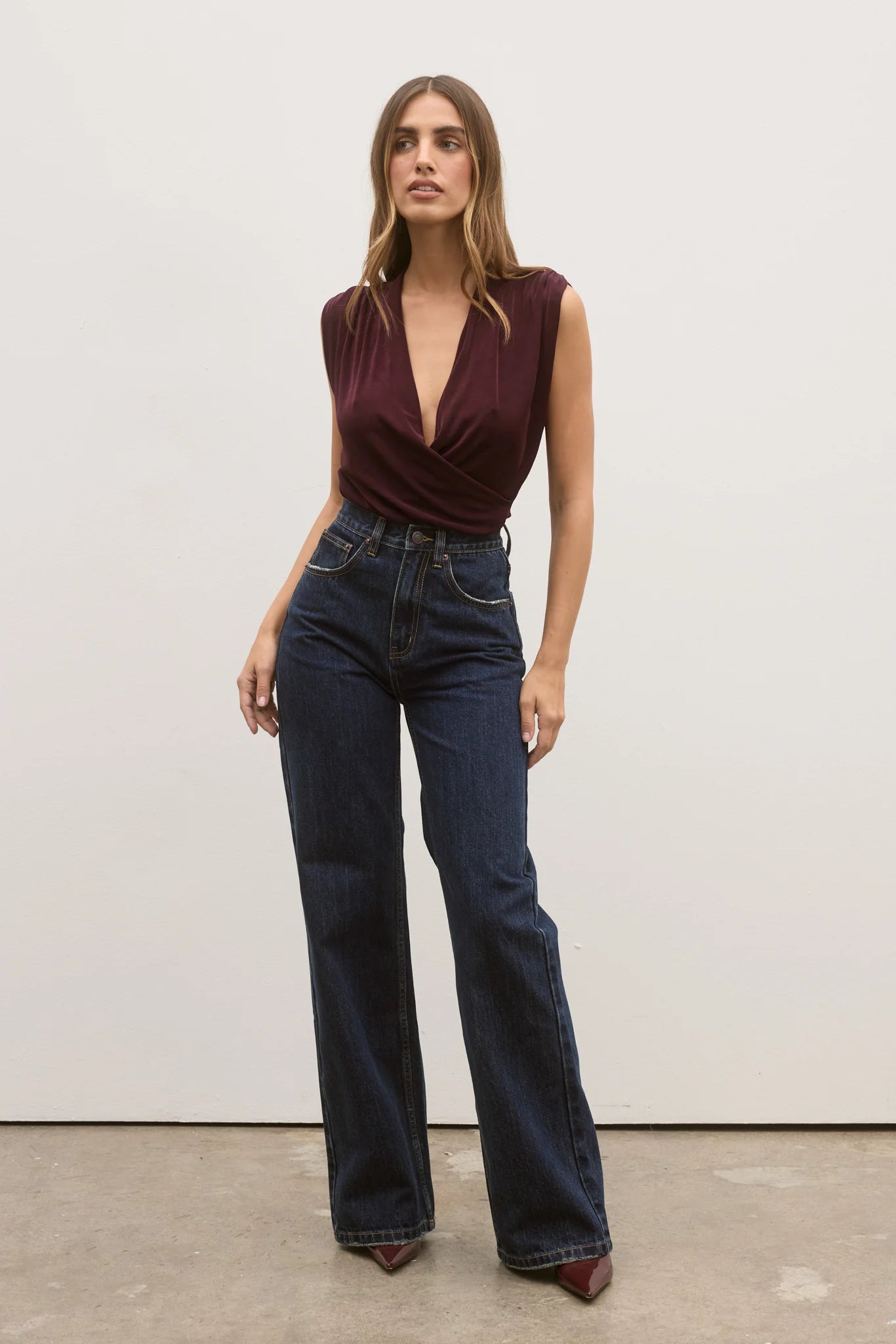 BAYSE ESME TOP BURGUNDY