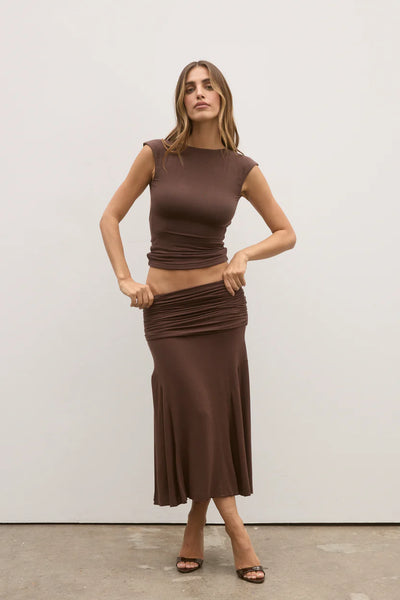 BAYSE NOEMI SKIRT CHOCOLATE