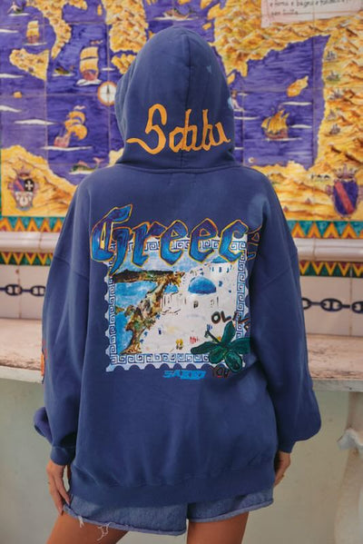 SABBI GREECE LOVES NOTES HOODIE BLUE