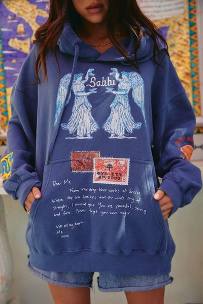 SABBI GREECE LOVES NOTES HOODIE BLUE