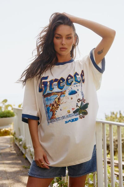 SABBI THE GREECE LOVE NOTES  VERY OVERSIZED  TEE  SNOW