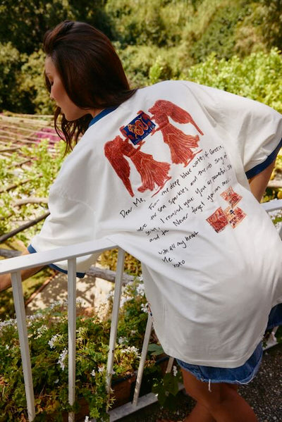 SABBI THE GREECE LOVE NOTES  VERY OVERSIZED  TEE  SNOW