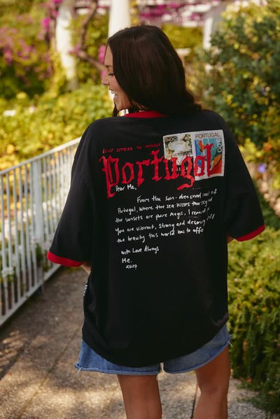 SABBI THE PORTUGAL LOVE NOTES  VERY OVERSIZED  TEE  BLACK