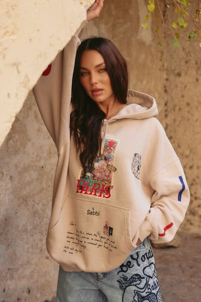 SABBI PARIS LOVES NOTES HOODIE CREAM