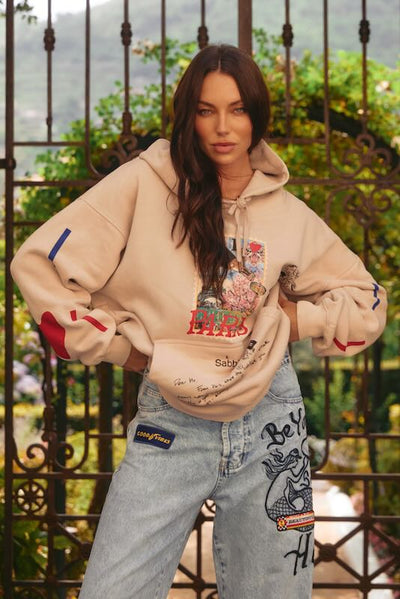SABBI PARIS LOVES NOTES HOODIE CREAM