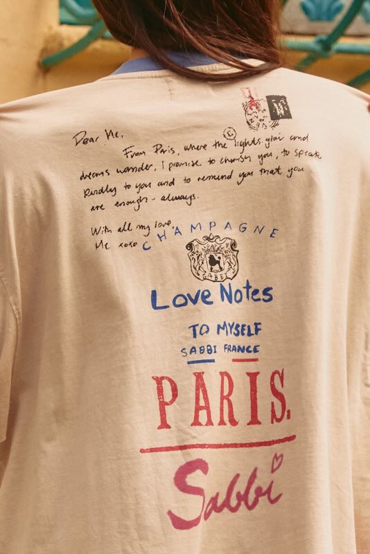 SABBI THE PARIS LOVE NOTES  VERY OVERSIZED  TEE  CREAM