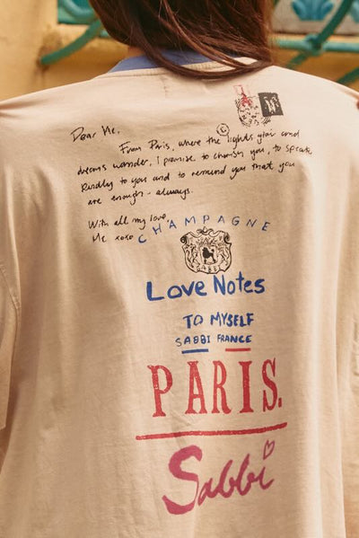 SABBI THE PARIS LOVE NOTES  VERY OVERSIZED  TEE  CREAM