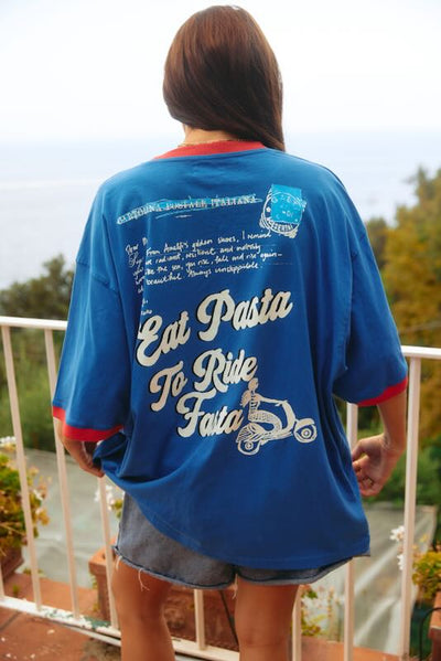 SABBI THE AMALFI LOVE NOTES  VERY OVERSIZED  TEE ROYAL BLUE