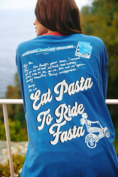 SABBI THE AMALFI LOVE NOTES  VERY OVERSIZED  TEE ROYAL BLUE
