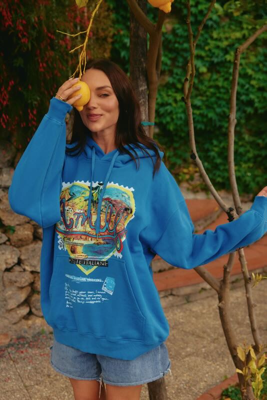 SABBI AMALFI LOVES NOTES HOODIE ROYAL BLUE