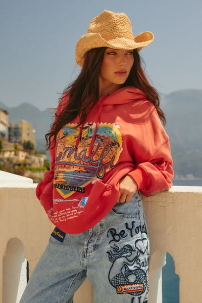 SABBI AMALFI LOVES NOTES HOODIE RED