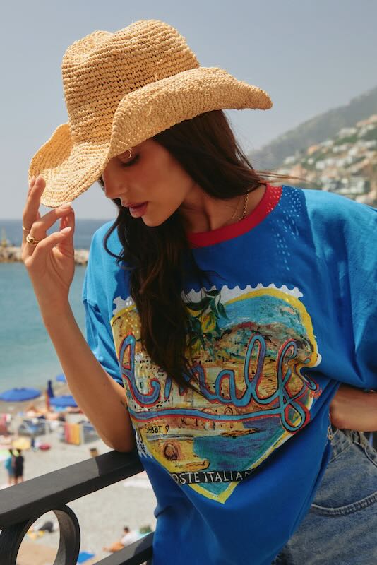 SABBI THE AMALFI LOVE NOTES  VERY OVERSIZED  TEE ROYAL BLUE