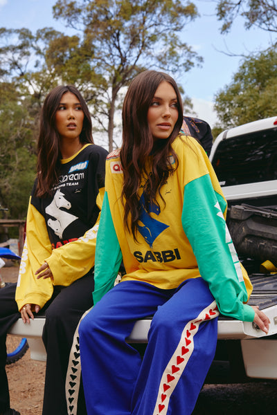 SABBI THE DON'T QUIT YOUR DAY DREAM LONG SLEEVE TEE YELLOW & GREEN