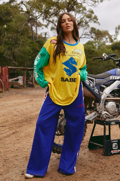 SABBI THE DON'T QUIT YOUR DAY DREAM LONG SLEEVE TEE YELLOW & GREEN