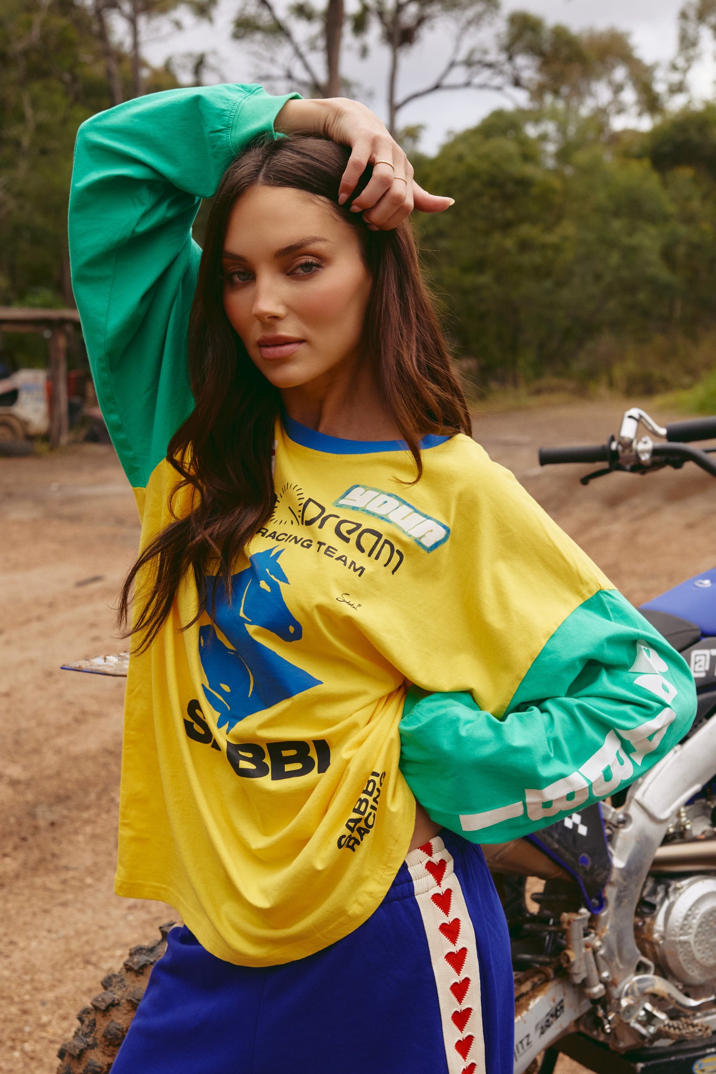 SABBI THE DON'T QUIT YOUR DAY DREAM LONG SLEEVE TEE YELLOW & GREEN