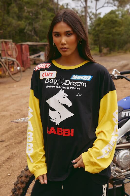 SABBI THE DON'T QUIT YOUR DAY DREAM LONG SLEEVE TEE BLACK & YELLOW 