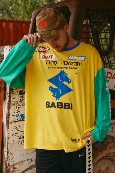 SABBI THE DON'T QUIT YOUR DAY DREAM LONG SLEEVE TEE YELLOW & GREEN
