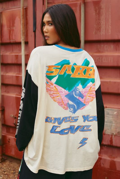 SABBI THE DON'T QUIT YOUR DAY DREAM LONG SLEEVE TEE WHITE & BLACK 
