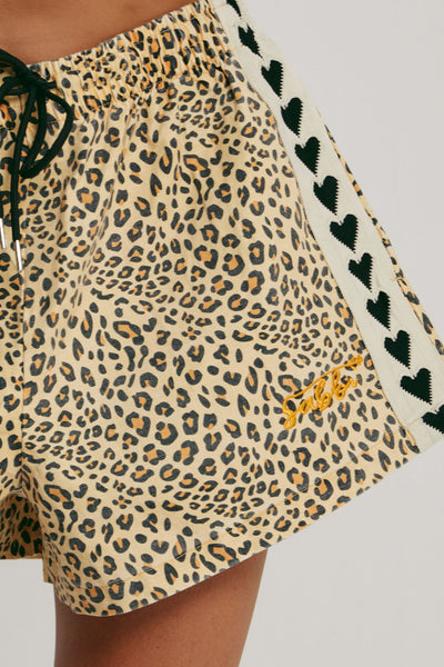 SABBI MINI HEARTS  DRILL SHORTS LEOPARD