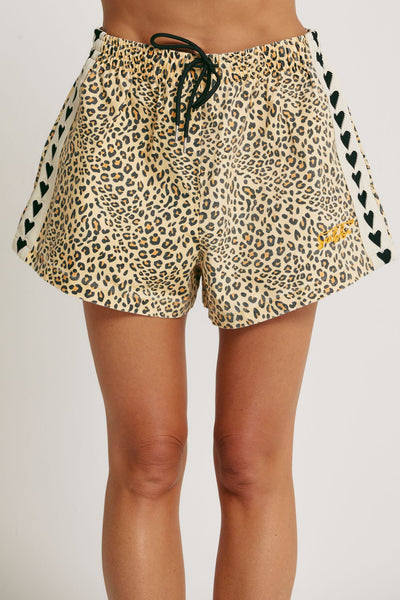 SABBI MINI HEARTS  DRILL SHORTS LEOPARD