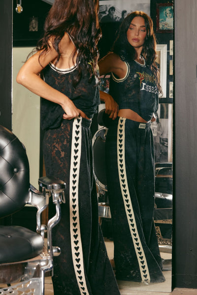 SABBI THE RAVING HEARTS LACE PANTS BLACK